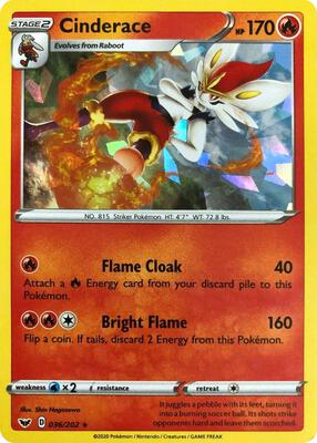 Cinderace - 036/202 (Cracked Ice Holo) card from Deck Exclusives