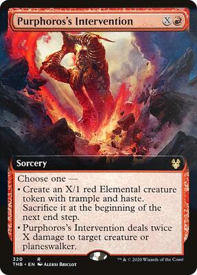 Purphoros's Intervention (Extended Art) card from Theros Beyond Death