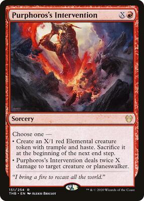 Purphoros's Intervention card from Theros Beyond Death