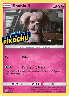 Snubbull - SM200 (Detective Pikachu Stamped) card from SM Promos