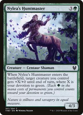Nylea's Huntmaster card from Theros Beyond Death