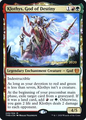 Klothys, God of Destiny card from Prerelease Cards