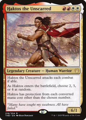 Haktos the Unscarred card from Promo Pack: Theros Beyond Death