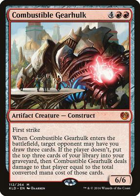 Combustible Gearhulk card from Promo Pack: Theros Beyond Death