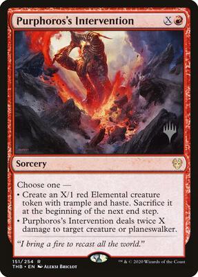 Purphoros's Intervention card from Promo Pack: Theros Beyond Death