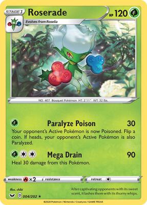 Roserade card from SWSH01: Sword & Shield Base Set
