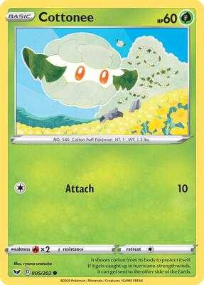 Cottonee card from SWSH01: Sword & Shield Base Set