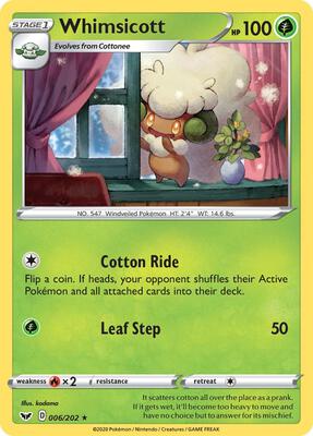 Whimsicott card from SWSH01: Sword & Shield Base Set