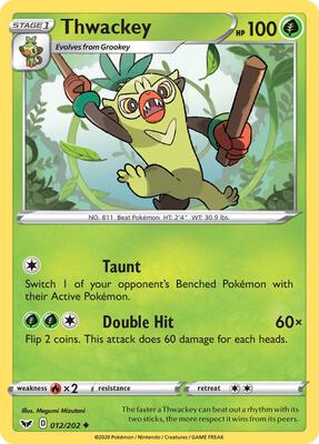 Thwackey (012) card from SWSH01: Sword & Shield Base Set