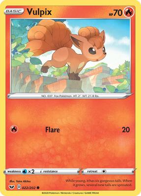 Vulpix card from SWSH01: Sword & Shield Base Set