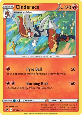 Cinderace (035) card from SWSH01: Sword & Shield Base Set