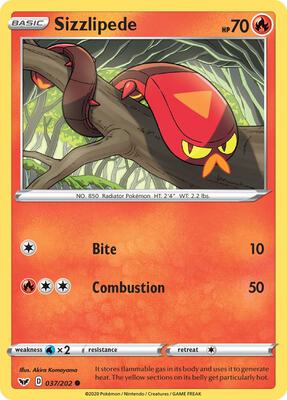 Sizzlipede (037) card from SWSH01: Sword & Shield Base Set