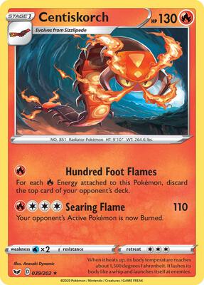 Centiskorch card from SWSH01: Sword & Shield Base Set