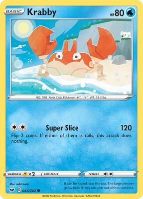 Krabby (043) card from SWSH01: Sword & Shield Base Set