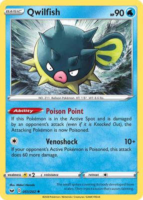 Qwilfish card from SWSH01: Sword & Shield Base Set