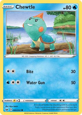 Chewtle card from SWSH01: Sword & Shield Base Set