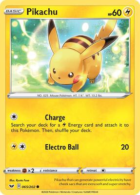 Pikachu card from SWSH01: Sword & Shield Base Set