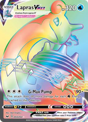 Lapras VMAX (Secret) card from SWSH01: Sword & Shield Base Set