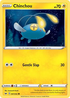 Chinchou (067) card from SWSH01: Sword & Shield Base Set
