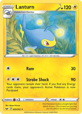 Lanturn card from SWSH01: Sword & Shield Base Set