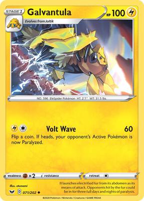 Galvantula card from SWSH01: Sword & Shield Base Set