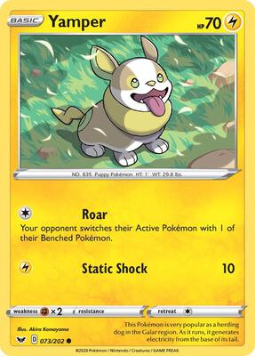 Yamper (073) card from SWSH01: Sword & Shield Base Set