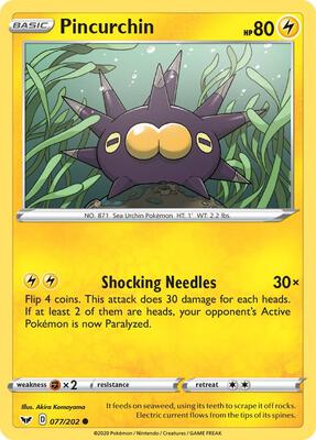 Pincurchin card from SWSH01: Sword & Shield Base Set