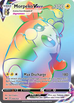 Morpeko VMAX (Secret) card from SWSH01: Sword & Shield Base Set