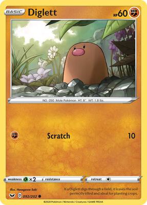 Diglett card from SWSH01: Sword & Shield Base Set