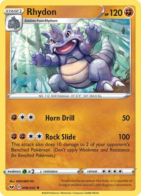 Rhydon card from SWSH01: Sword & Shield Base Set