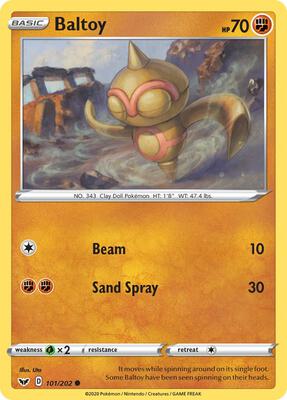 Baltoy (101) card from SWSH01: Sword & Shield Base Set