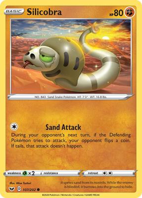 Silicobra (107) card from SWSH01: Sword & Shield Base Set