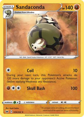 Sandaconda (109) card from SWSH01: Sword & Shield Base Set