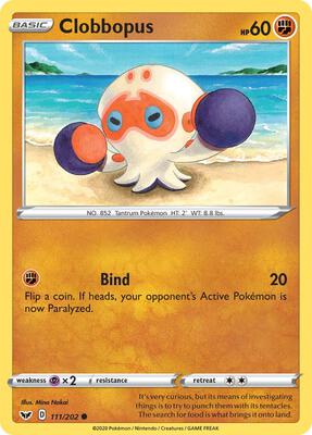 Clobbopus (111) card from SWSH01: Sword & Shield Base Set