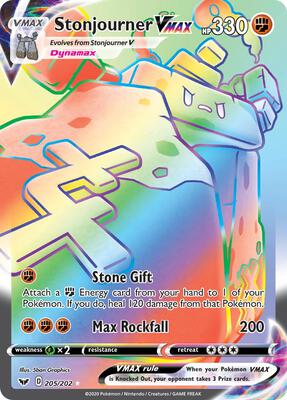 Stonjourner VMAX (Secret) card from SWSH01: Sword & Shield Base Set