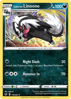 Galarian Linoone card from SWSH01: Sword & Shield Base Set