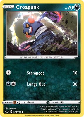 Croagunk card from SWSH01: Sword & Shield Base Set