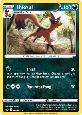 Thievul card from SWSH01: Sword & Shield Base Set
