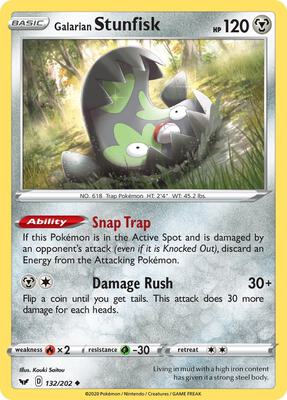 Galarian Stunfisk card from SWSH01: Sword & Shield Base Set