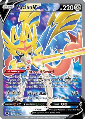 Zacian V (Full Art) card from SWSH01: Sword & Shield Base Set