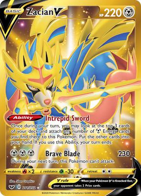 Zacian V (Secret) card from SWSH01: Sword & Shield Base Set