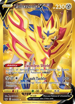 Zamazenta V (Secret) card from SWSH01: Sword & Shield Base Set