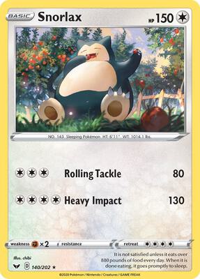 Snorlax card from SWSH01: Sword & Shield Base Set