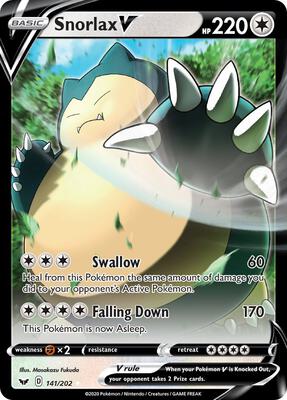 Snorlax V card from SWSH01: Sword & Shield Base Set