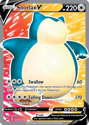 Snorlax V (Full Art) card from SWSH01: Sword & Shield Base Set
