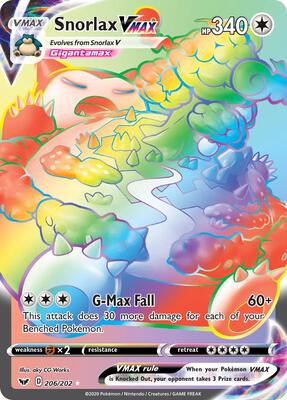 Snorlax VMAX (Secret) card from SWSH01: Sword & Shield Base Set