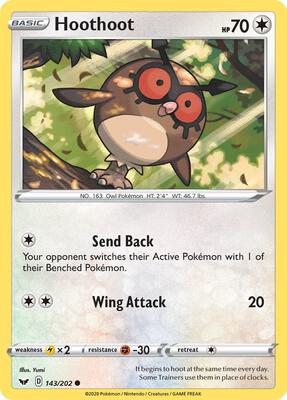 Hoothoot card from SWSH01: Sword & Shield Base Set