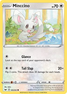 Minccino (145) card from SWSH01: Sword & Shield Base Set