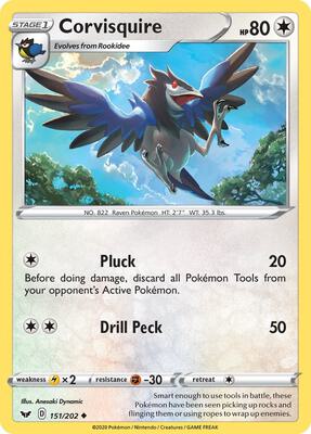 Corvisquire card from SWSH01: Sword & Shield Base Set