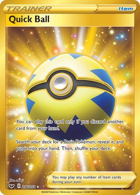 Quick Ball (Secret) card from SWSH01: Sword & Shield Base Set